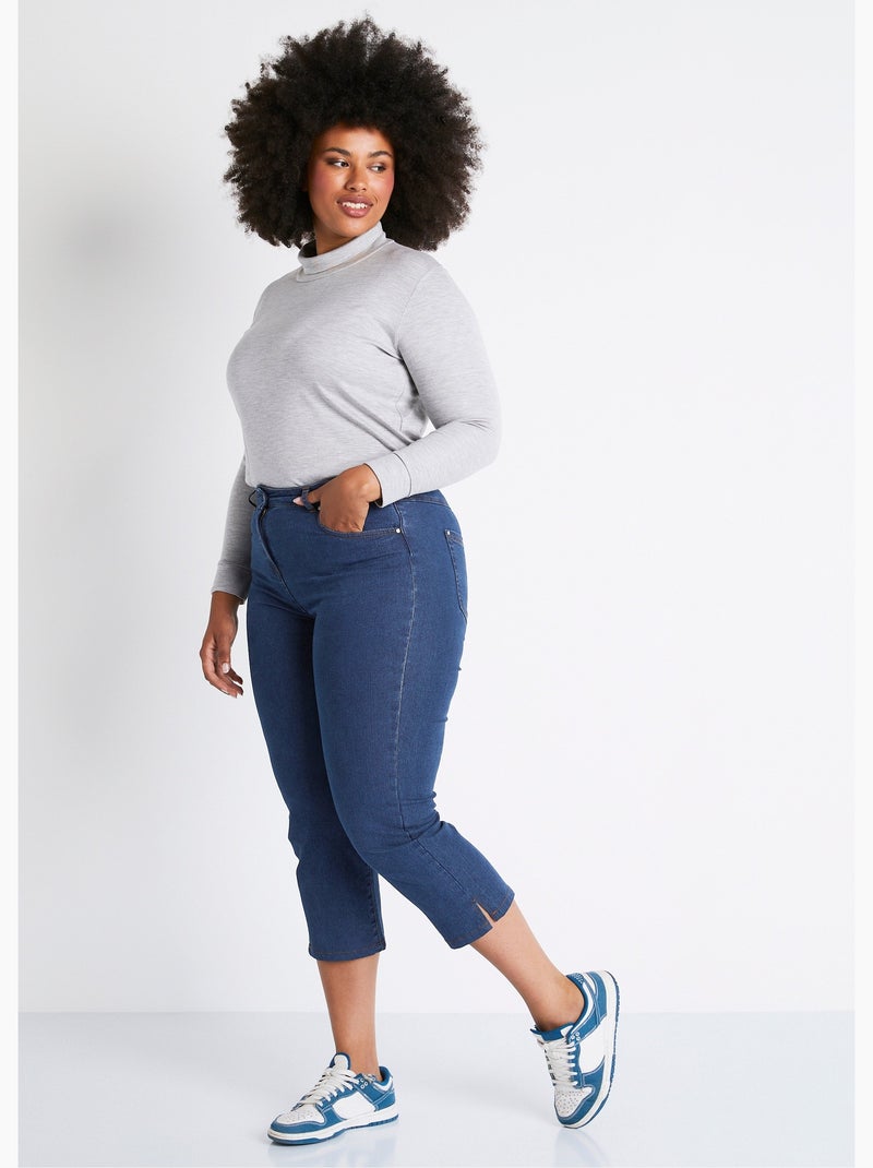 Pantalón cropped denim elástico - Afibel Azul - Kiabi