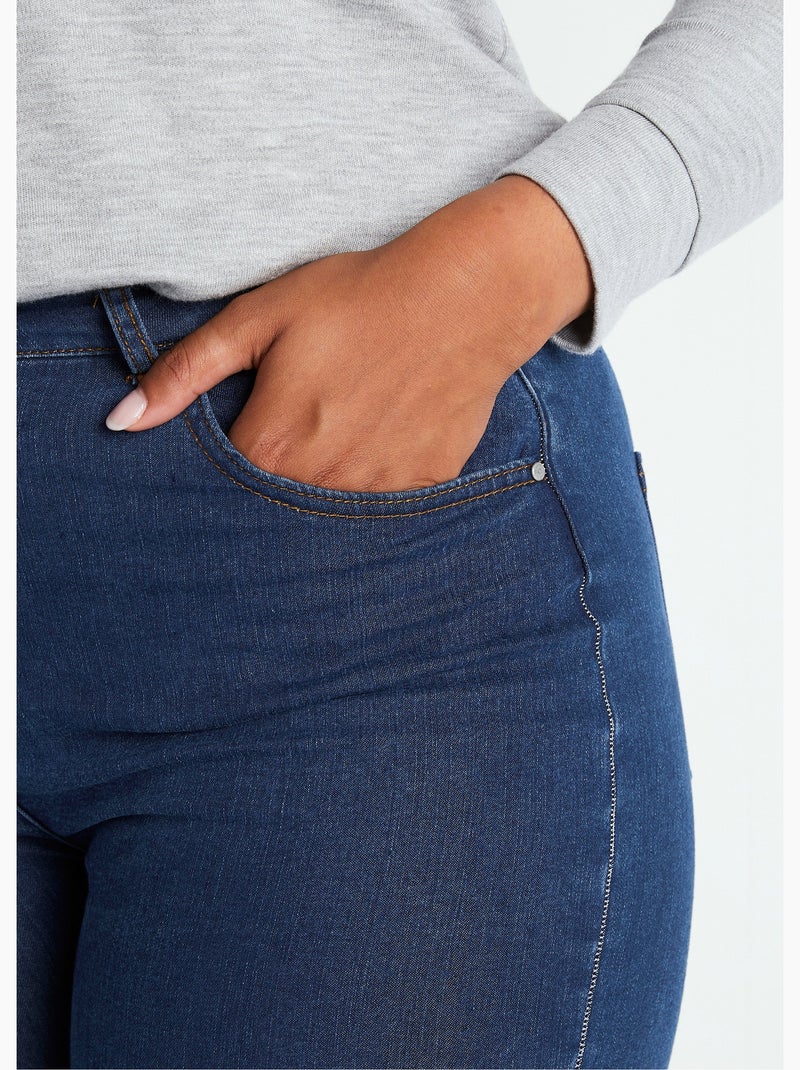 Pantalón cropped denim elástico - Afibel Azul - Kiabi