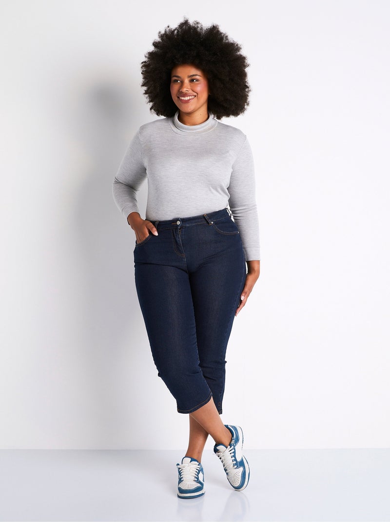 Pantalón cropped denim elástico - Afibel Índigo - Kiabi
