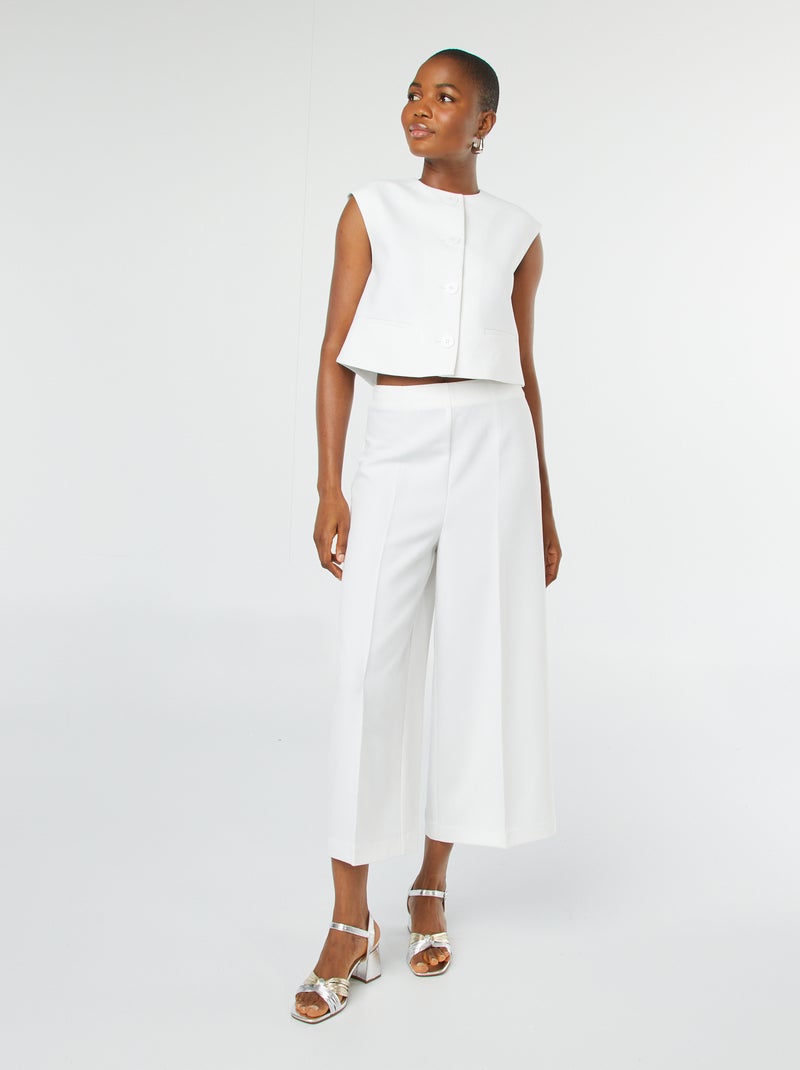 Pantalón cropped evasé BLANCO - Kiabi