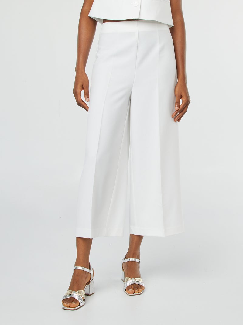 Pantalón cropped evasé BLANCO - Kiabi