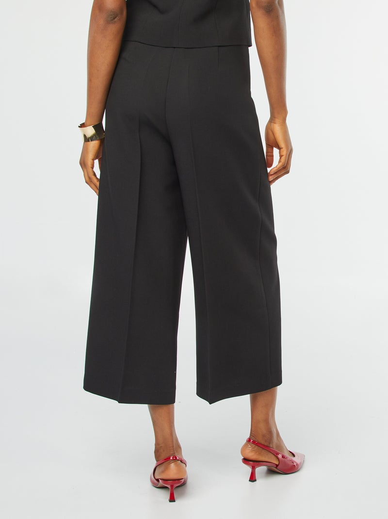 Pantalón cropped evasé negro - Kiabi