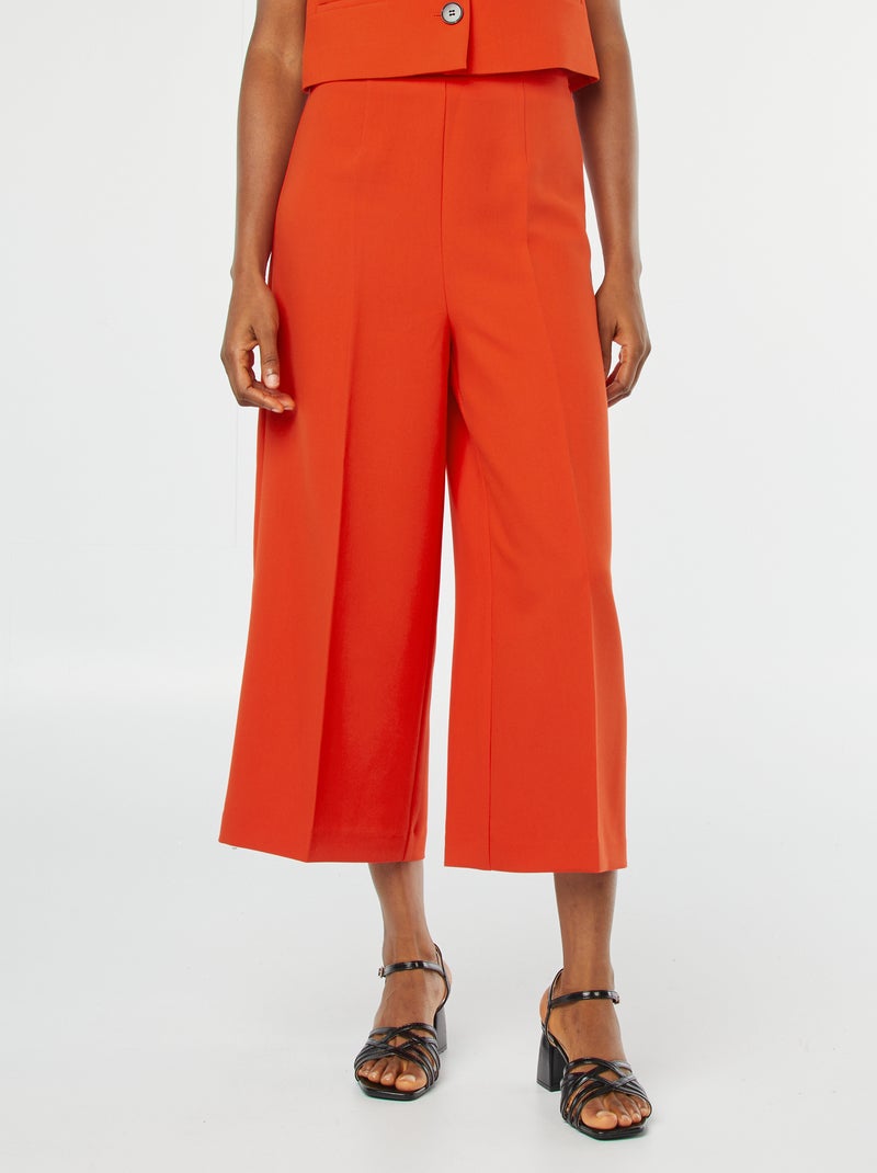 Pantalón cropped evasé rojo - Kiabi