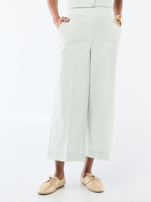 Pantalón culotte ancho de lino mezclado - Kiabi