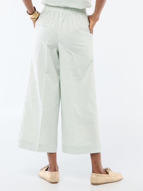 Pantalón culotte ancho de lino mezclado - Kiabi