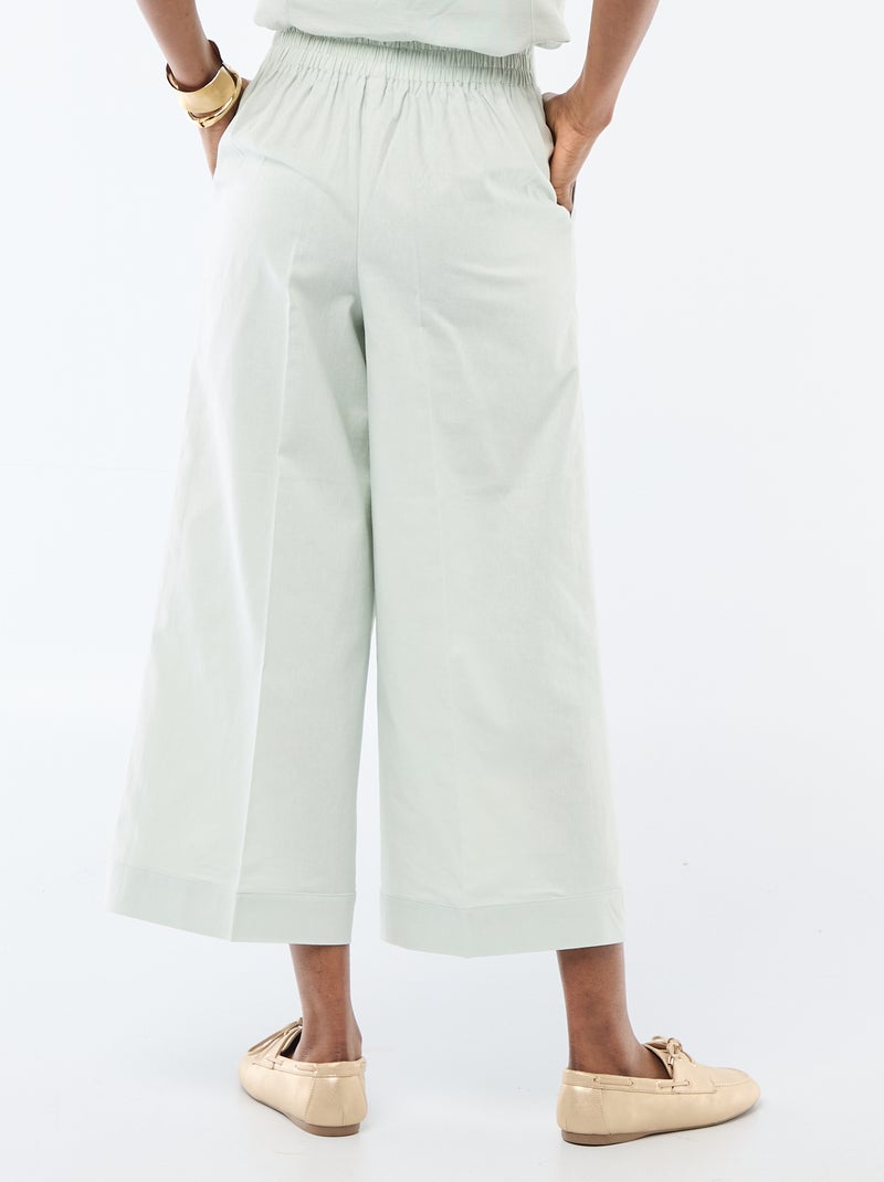 Pantalón culotte ancho de lino mezclado Azul - Kiabi