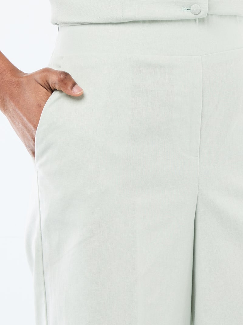 Pantalón culotte ancho de lino mezclado Azul - Kiabi