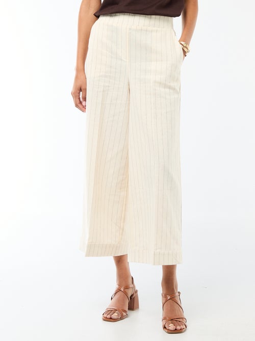 Pantalón culotte ancho de lino mezclado - Kiabi