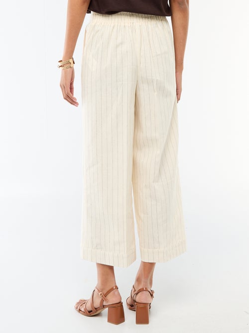 Pantalón culotte ancho de lino mezclado - Kiabi