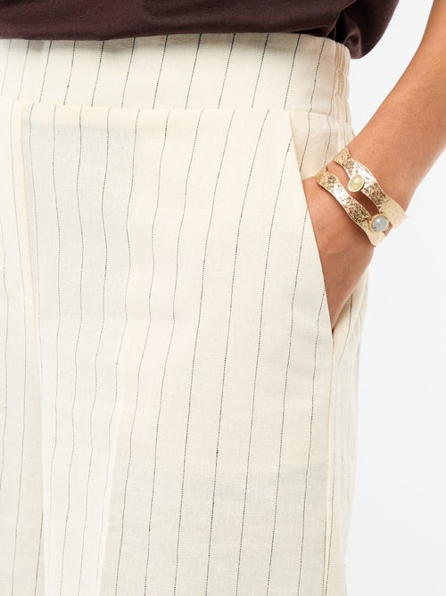 Pantalón culotte ancho de lino mezclado - Kiabi