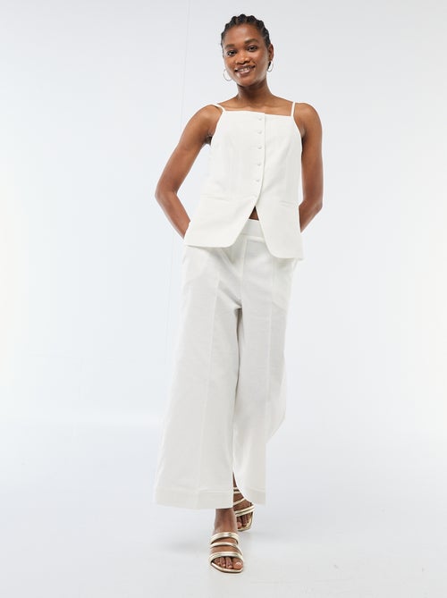 Pantalón culotte ancho de lino mezclado - Kiabi