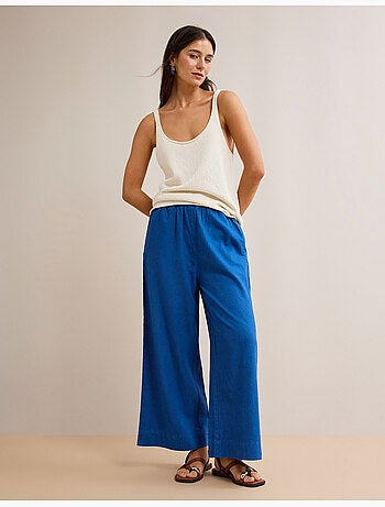 Pantalón culotte con lino, MO Fashion