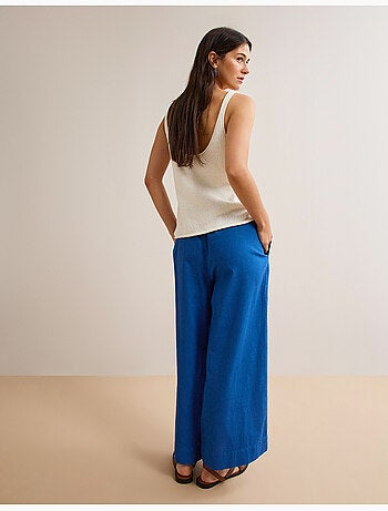 Pantalón culotte con lino, MO Fashion