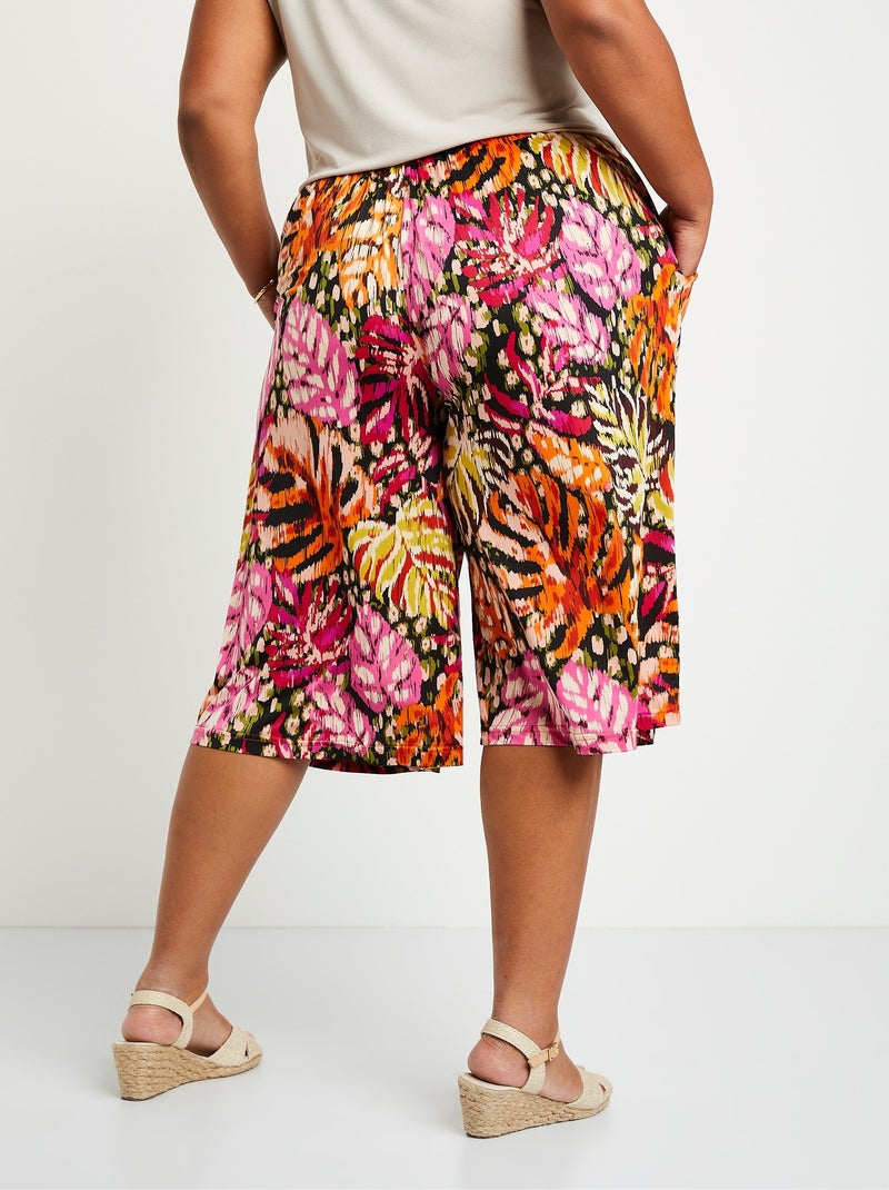 Pantalón culotte holgado con cintura elástica y estampado - Afibel Rosa - Kiabi