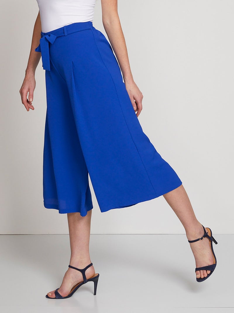 Pantalón culotte largo cintura semielástica - Afibel Azul - Kiabi