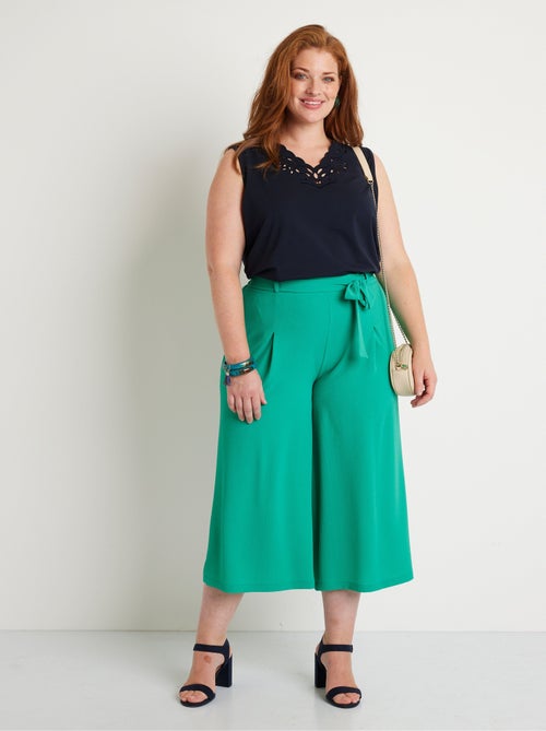 Pantalón culotte largo cintura semielástica - Afibel - Kiabi