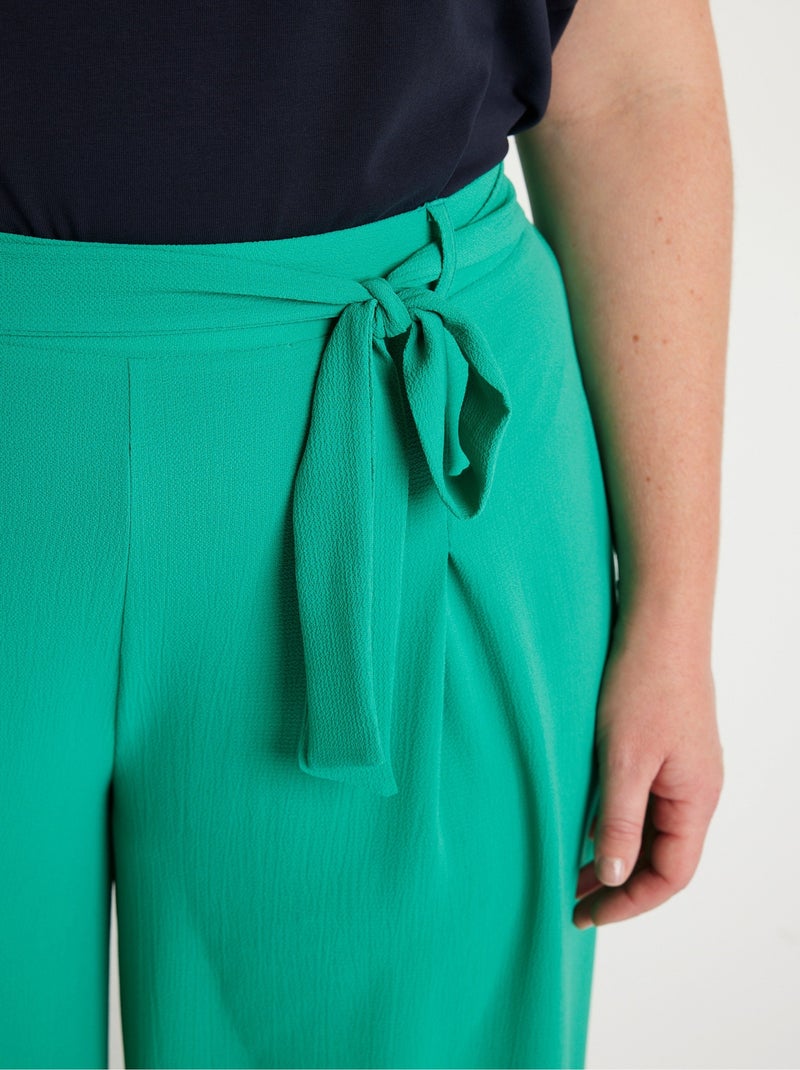 Pantalón culotte largo cintura semielástica - Afibel Verde - Kiabi