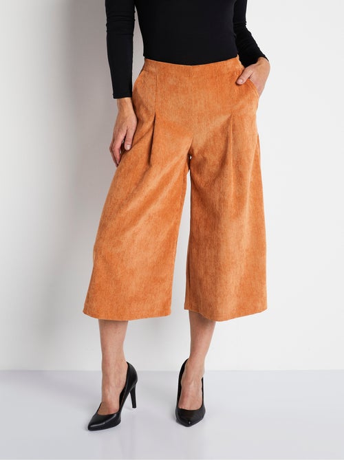 Pantalón culotte largo milrayas terciopelo - Afibel - Kiabi