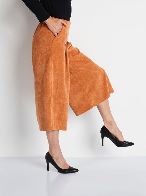 Pantalón culotte largo milrayas terciopelo - Afibel - Kiabi