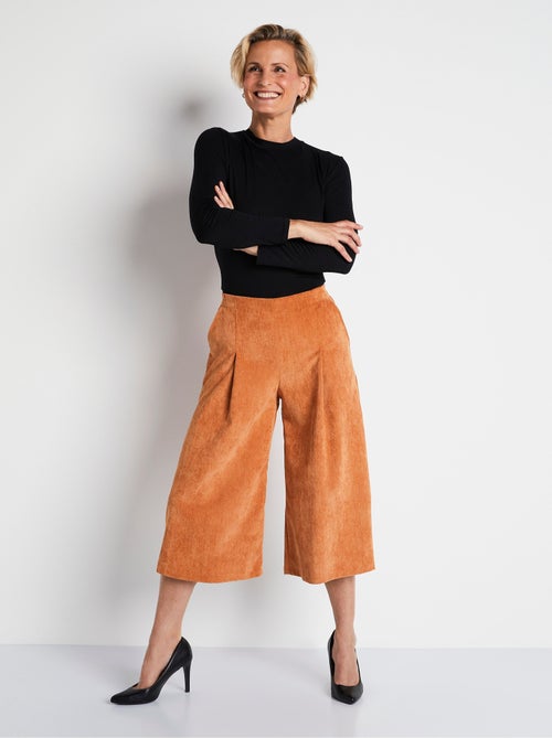 Pantalón culotte largo milrayas terciopelo - Afibel - Kiabi