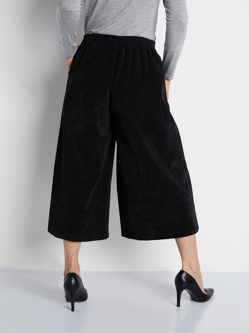 Pantalón culotte largo milrayas terciopelo - Afibel Negro - Kiabi