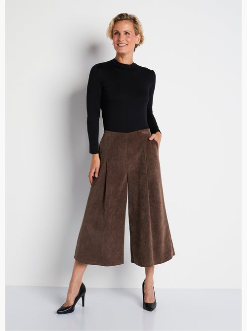 Pantalón culotte largo milrayas terciopelo - Afibel - Kiabi
