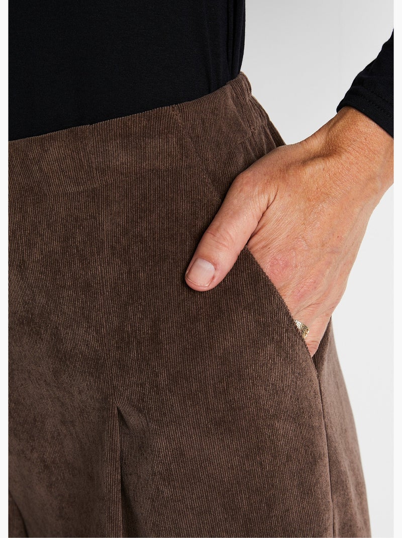 Pantalón culotte largo milrayas terciopelo - Afibel Taupe - Kiabi