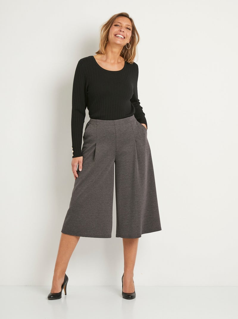 Pantalón culotte Milano de malla con cintura semielástica - Afibel Gris antracita - Kiabi