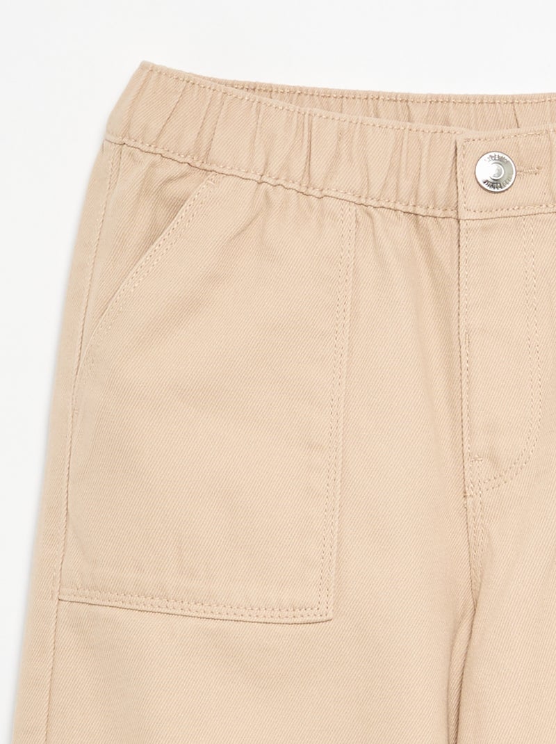 Pantalón de algodón - corte cómodo Beige - Kiabi
