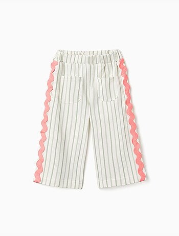Pantalón de algodón a rayas con cintas de ric rac