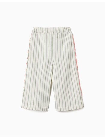 Pantalón de algodón a rayas con cintas de ric rac