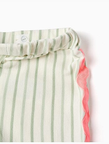 Pantalón de algodón a rayas con cintas de ric rac