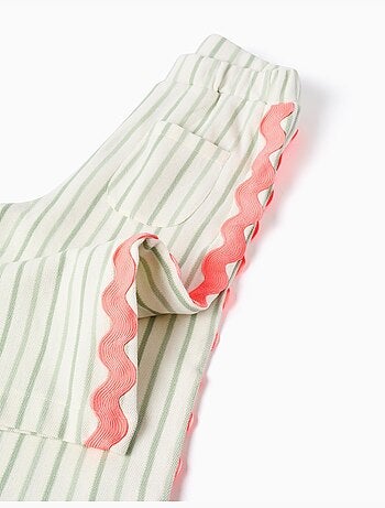 Pantalón de algodón a rayas con cintas de ric rac