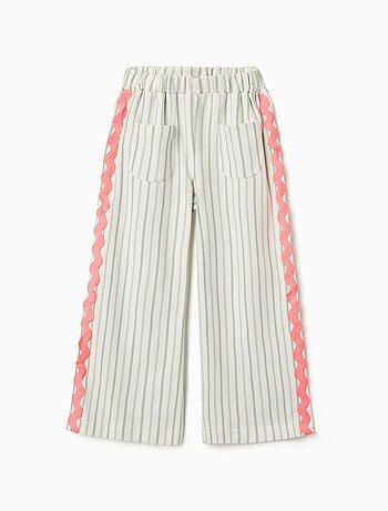 Pantalón de algodón a rayas con cintas de ric rac