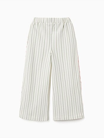 Pantalón de algodón a rayas con cintas de ric rac