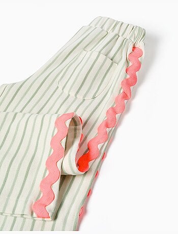 Pantalón de algodón a rayas con cintas de ric rac