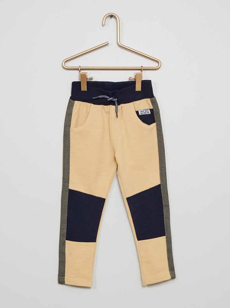 Pantalón de algodón bicolor BEIGE - Kiabi