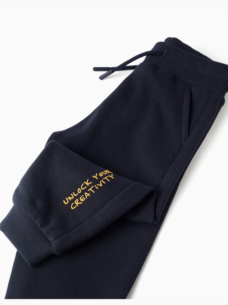 Pantalón de algodón con estampado Creativity Azul oscuro - Kiabi