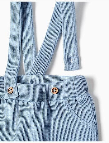 Pantalón de algodón con tela gofre y tirantes