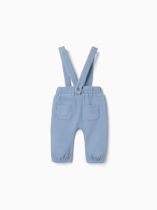 Pantalón de algodón con tela gofre y tirantes - Kiabi