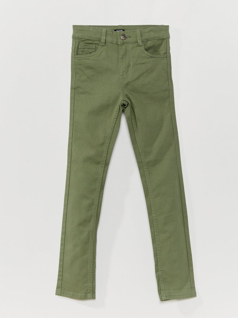Pantalón de algodón elástico - Corte más ajustado VERDE - Kiabi