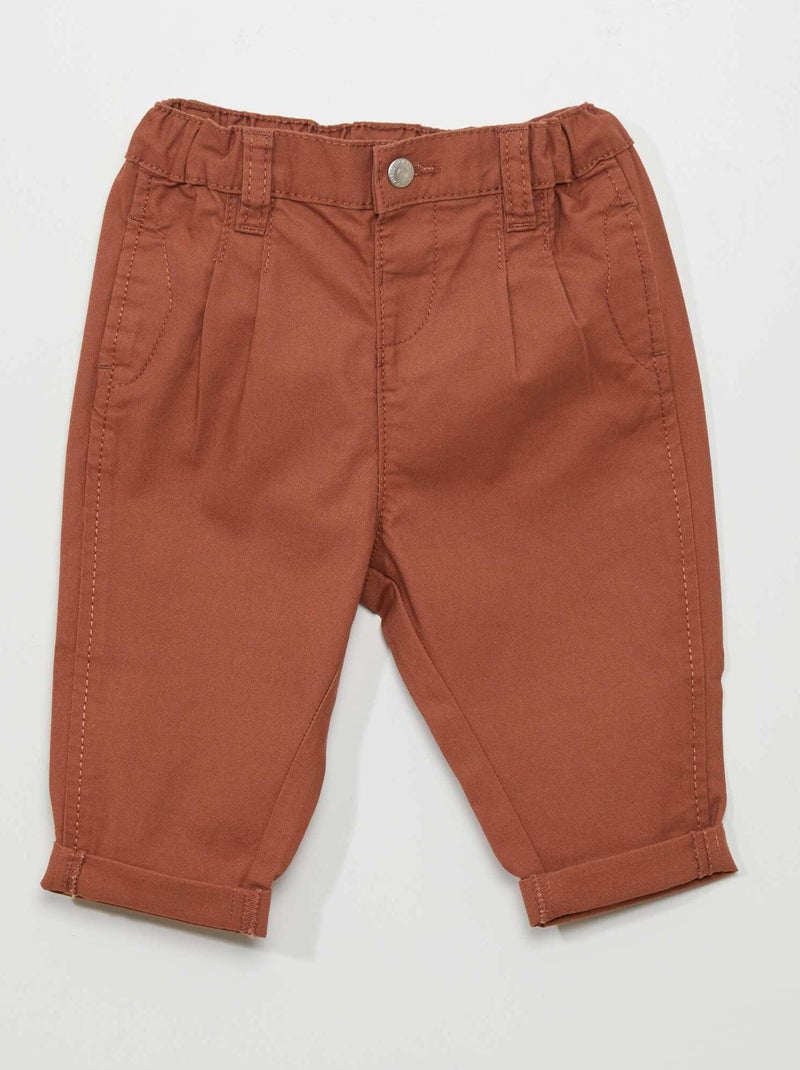 Pantalón de algodón MARRON - Kiabi