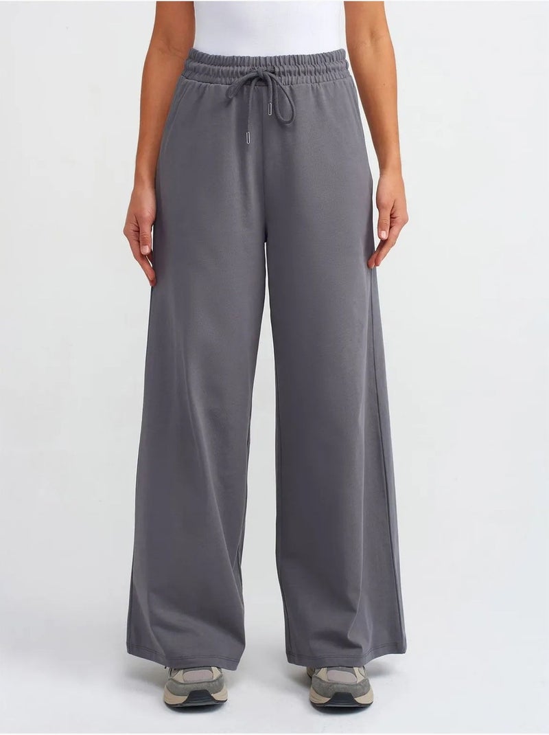 Pantalón de algodón texturizado de pernera ancha dilvin Gris negro - Kiabi