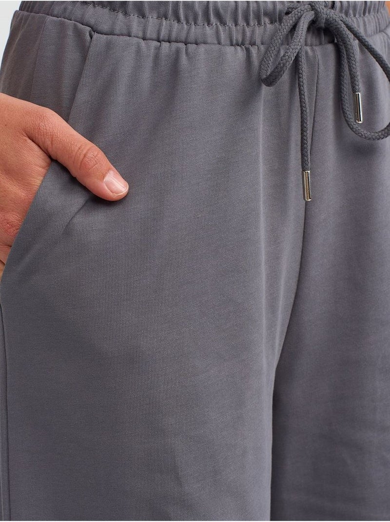 Pantalón de algodón texturizado de pernera ancha dilvin Gris negro - Kiabi