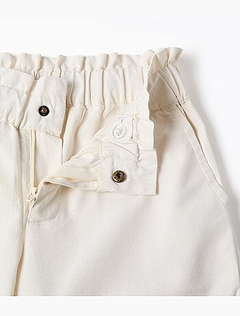 Pantalón de algodón wide leg con flores bordadas