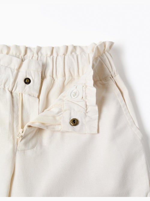 Pantalón de algodón wide leg con flores bordadas - Kiabi