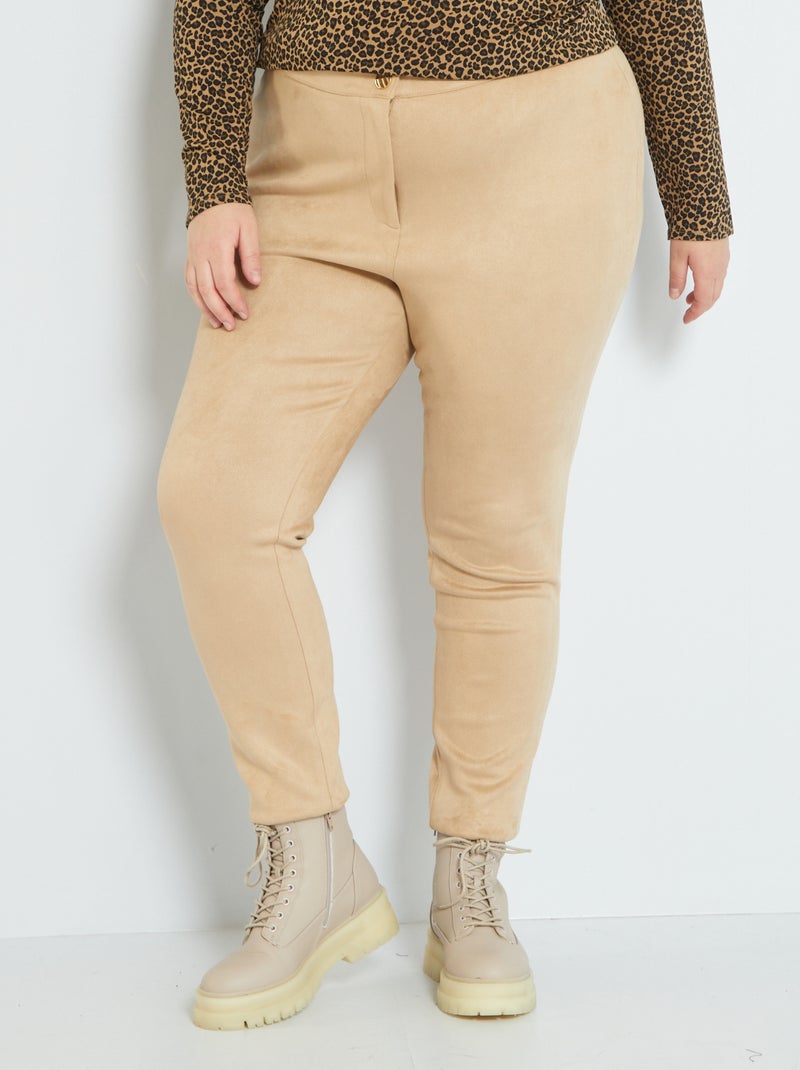 Pantalón de antelina - corte skinny BEIGE - Kiabi