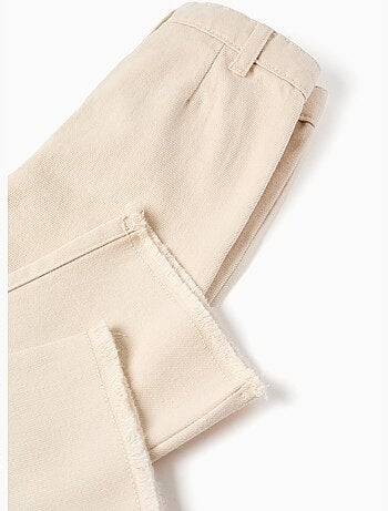 Pantalón de campana de sarga con bordado