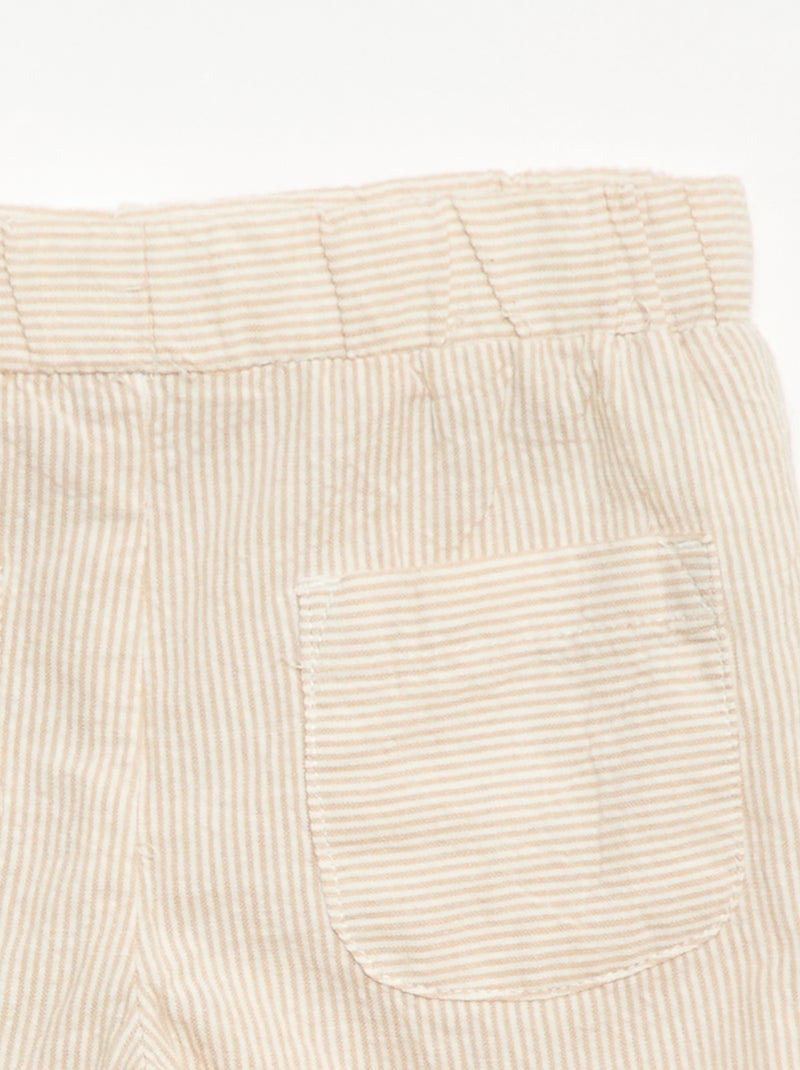 Pantalón de canalé con cintura elástica Beige - Kiabi