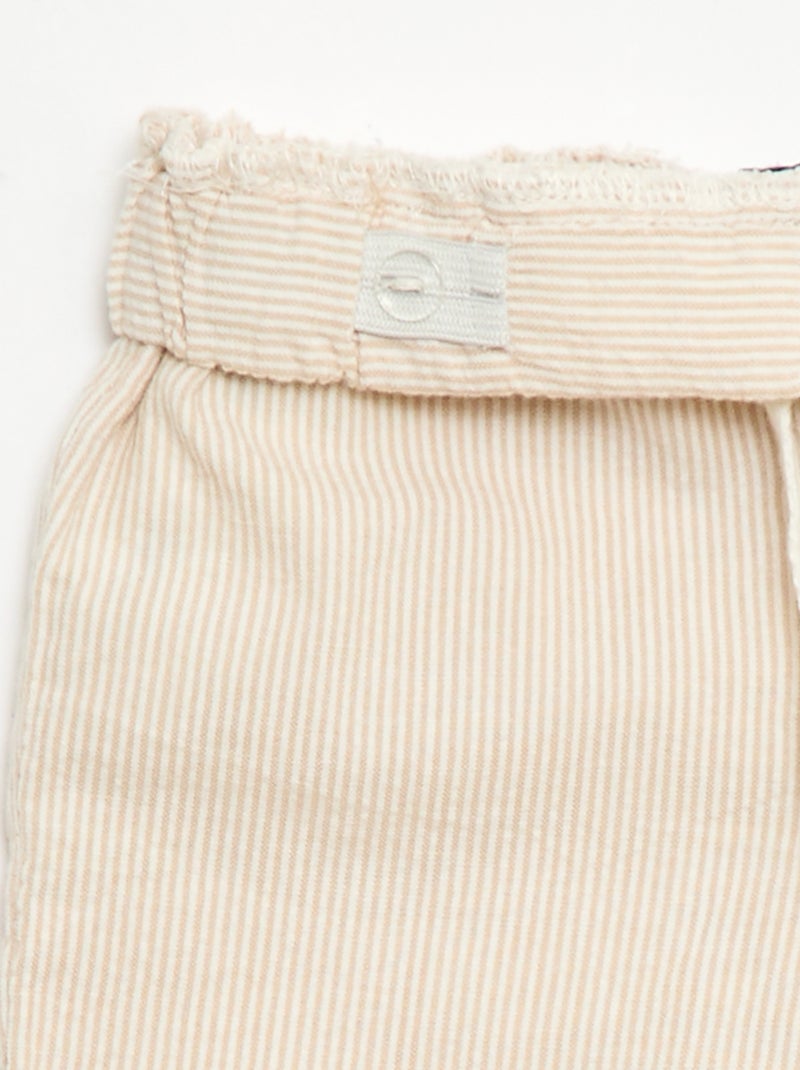 Pantalón de canalé con cintura elástica Beige - Kiabi